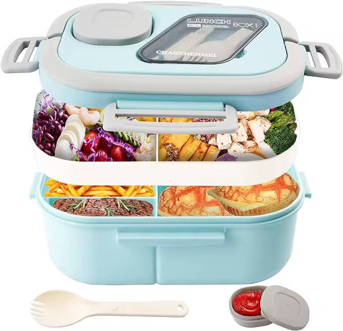 Double Layer 1400ml Lunch Box with Cutlery Set