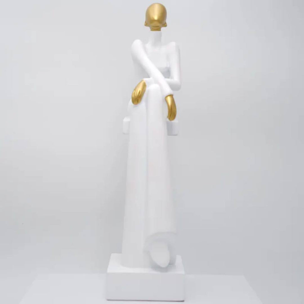 Art Resin women sitting sculpture for Home and office decoration