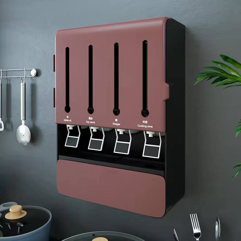 Executive multipurpose 4 way liquid dispenser  with 4 spice holders +Spoons