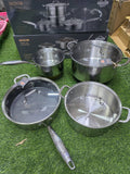 Premium High quality Tripply S/S Stainless steel cookware set with Hammered Patterned design