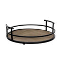 Home Decor Rustic Modern Metal and Wood Round Counter Tray