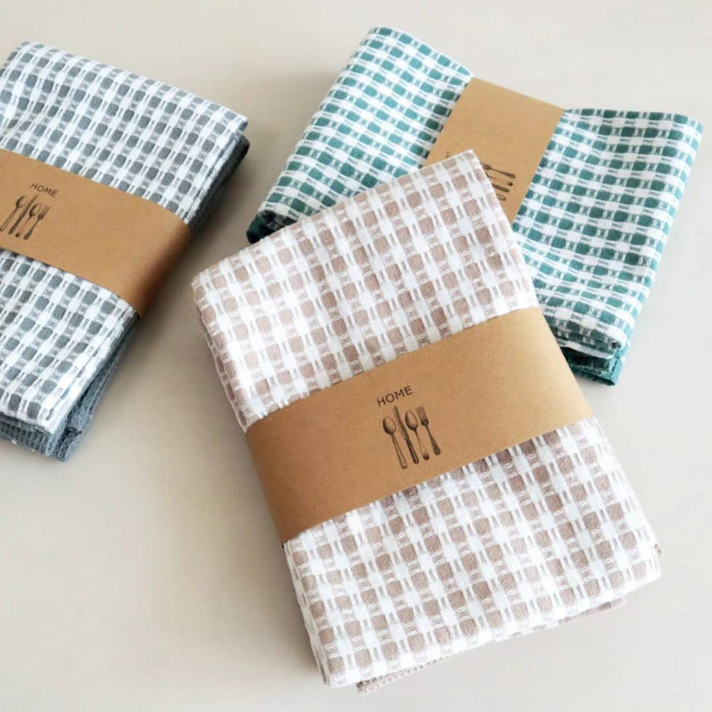 Checked Waffle Weave Kitchen Towels ‰ÛÒ Soft, Absorbent & Stylish
