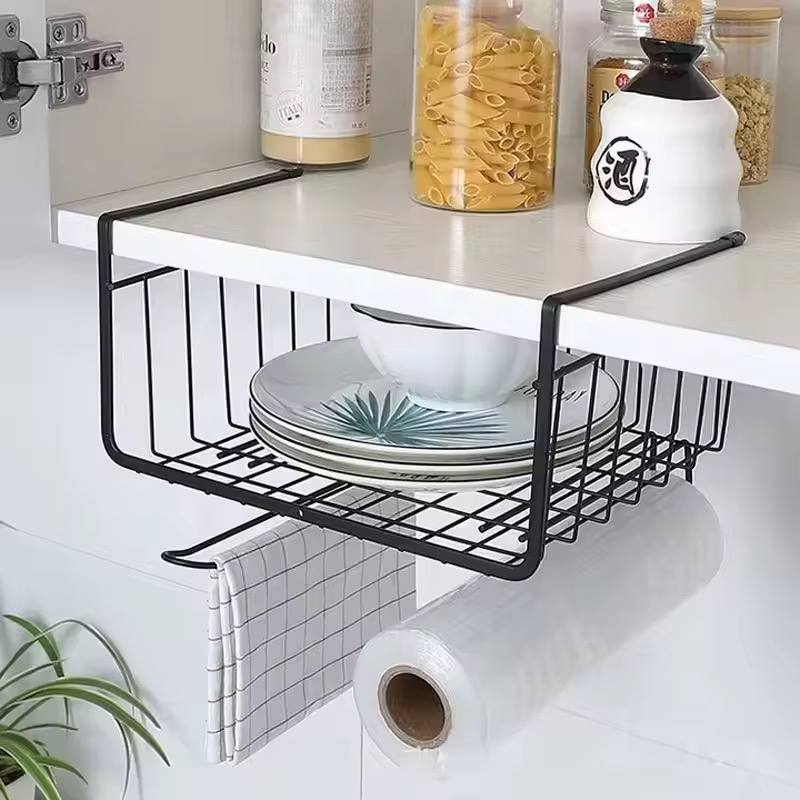 Under the cabinet partition hanging basket