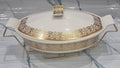 1.5L or 2L single ceramic round chaffing dish + burner and golden stand