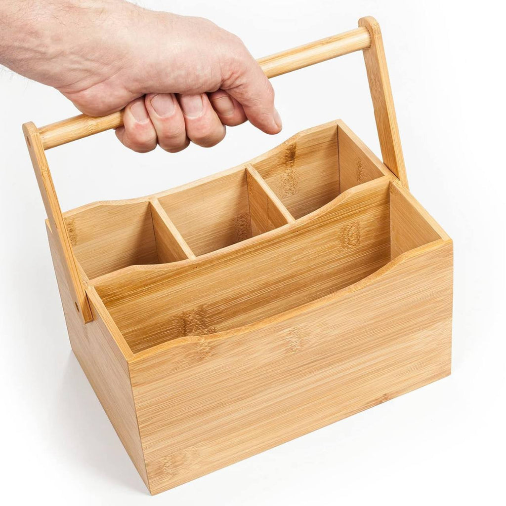 Portable countertop/kitchen cutlery organizer with handle