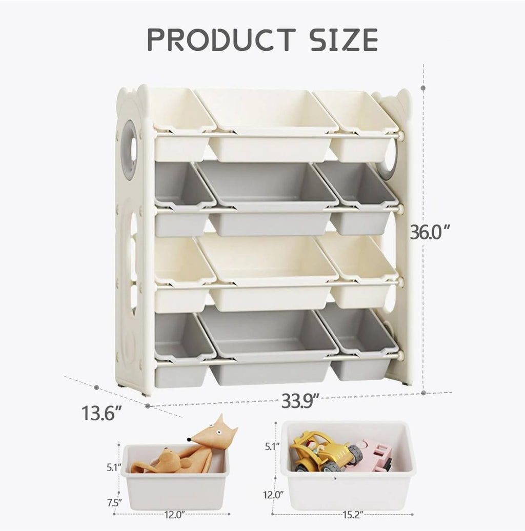 Kids Space Toy Storage Organizer with  Removable Plastic Bins