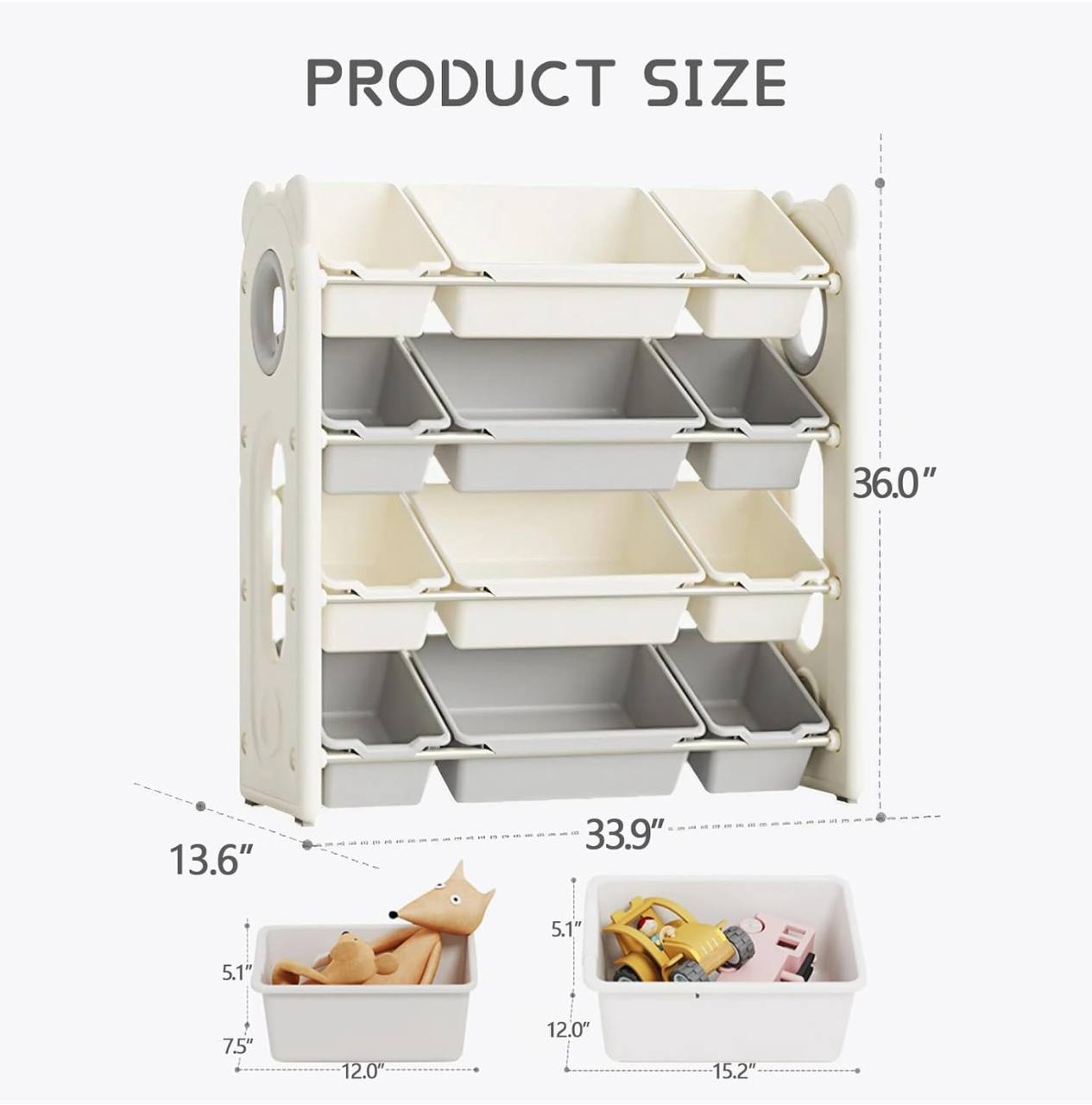 Kids Space Toy Storage Organizer with  Removable Plastic Bins