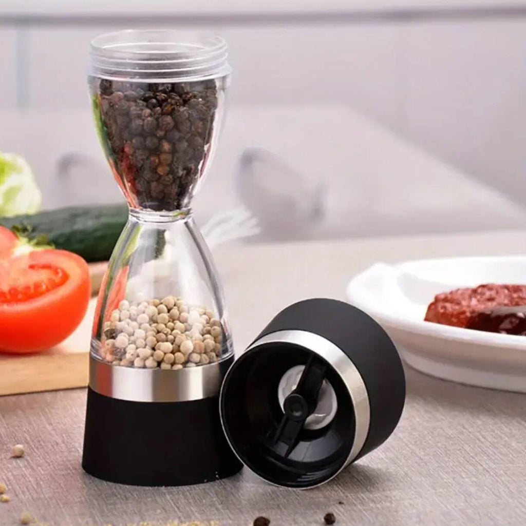 Manually adjustable thickness, hour glass 2 in 1 Dual Salt Pepper Mills,åÊ Pepper Grinder, Sesame, Spice Grinder, Kitchen spice jar