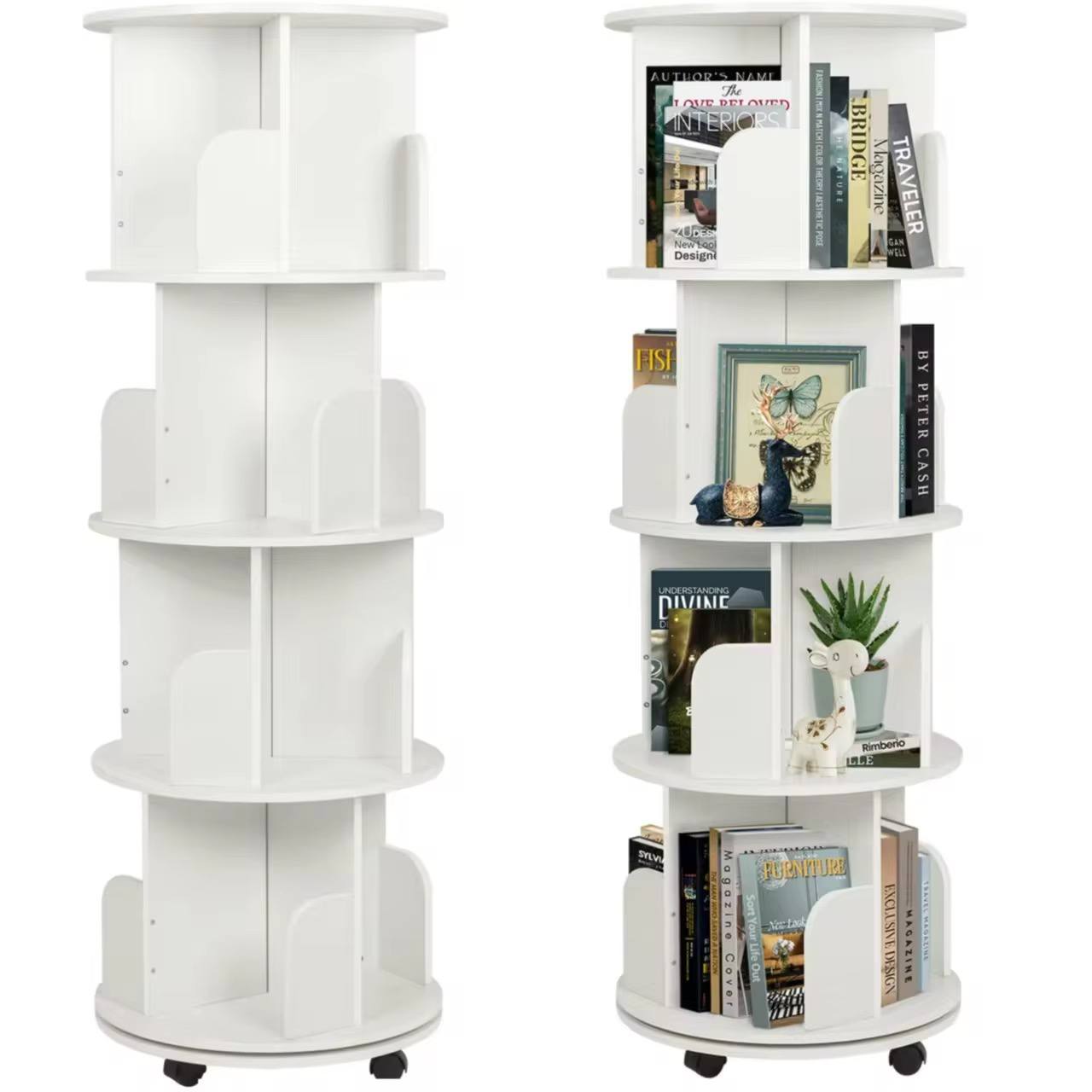 5 Tier 360å¡ stackable bookshelf organizer with wheels