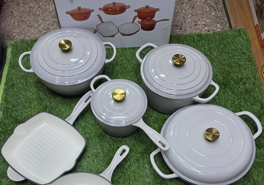 9pcs Enamel Cast iron cooking
 pots