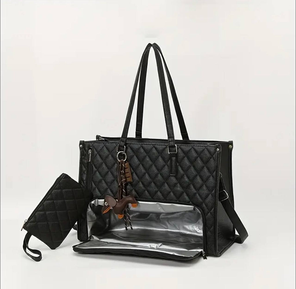 Quilted Large Capacity 15.6‰۝ Business Laptop Tote Bag with Insulated Lunch Compartment