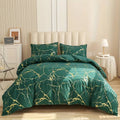 Marble Printed 3 Piece Luxury Microfiber Down Comforter Quilt COVER with Zipper Closure