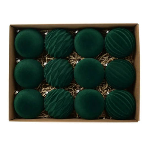 12PCS 8CM VELVET CHRISTMAS BALLS