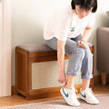 Wooden stool with bucket flip  shoe cabinet