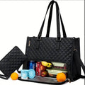 Quilted Large Capacity 15.6‰۝ Business Laptop Tote Bag with Insulated Lunch Compartment