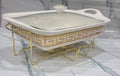 1.5L or 2L single ceramic round chaffing dish + burner and golden stand