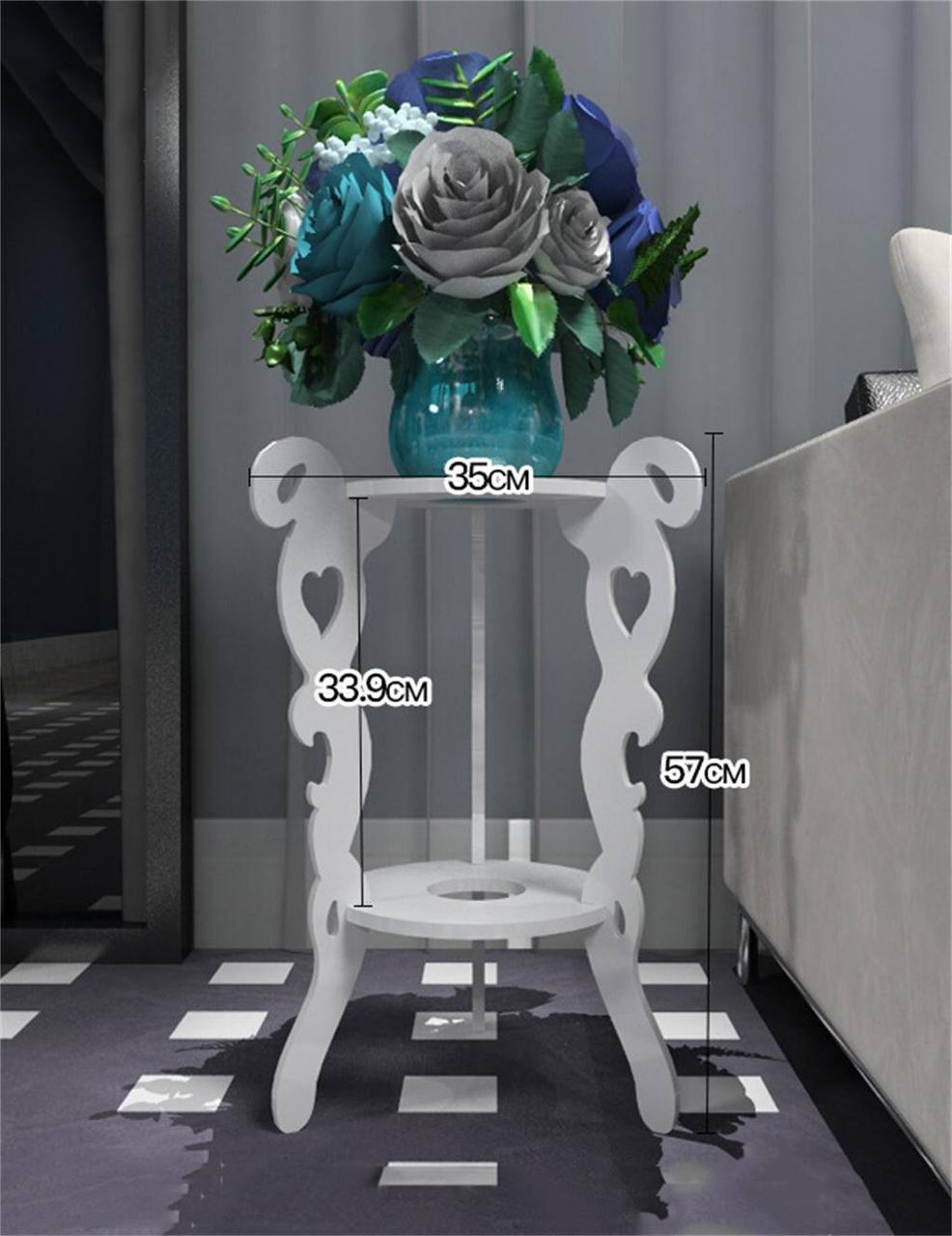 3 legged 2 layer white decor table 
Big size