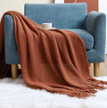 Super soft knitted throw blanket with tassels