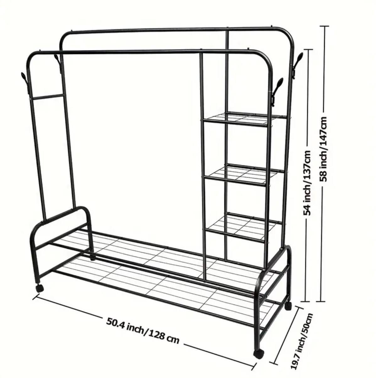 Double Layer Garment Rack Floor  Standing Clothes Hanger