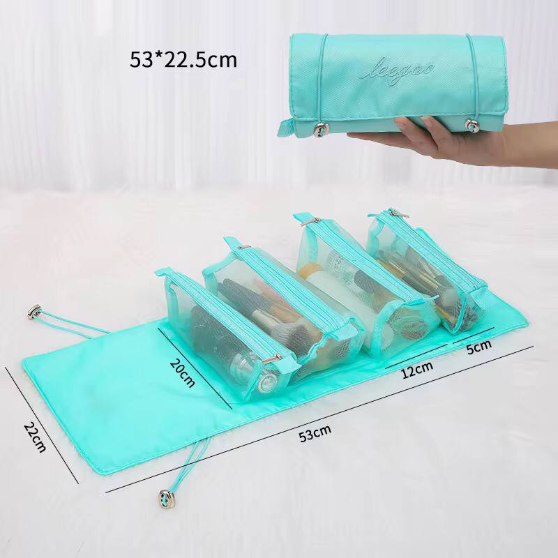 4 In1 Cosmetic Bag Nylon Mesh Detachable Makeup Bag