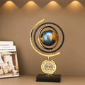 GOLD CLOCK GLOBE WITH MARBLE BASE