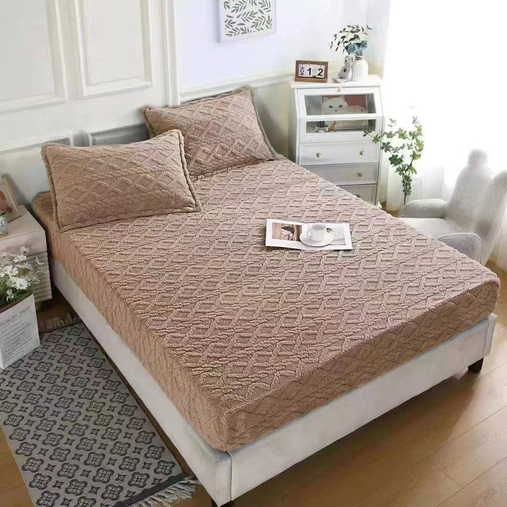 3pc Jacquard Sherpa fleece Fitted cover