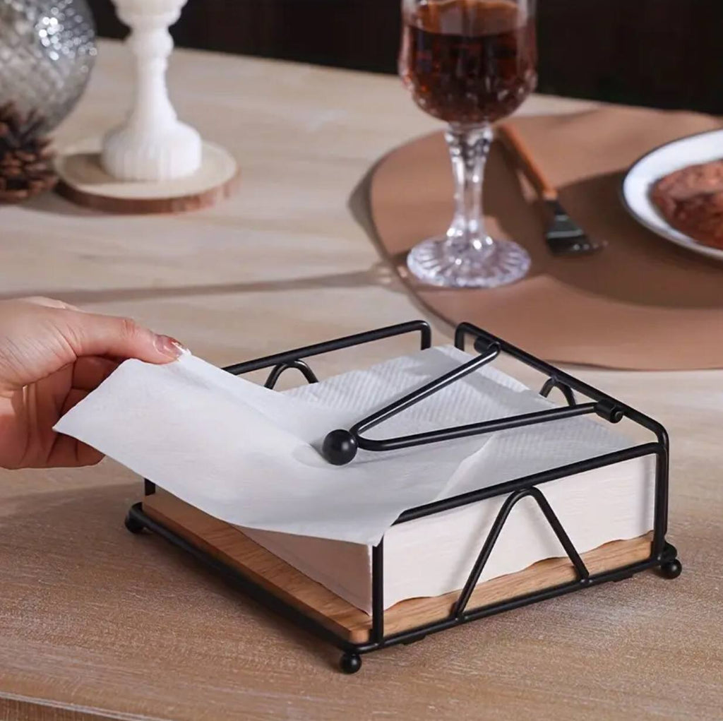Luxury metallic serviette holder,with Bamboo place on