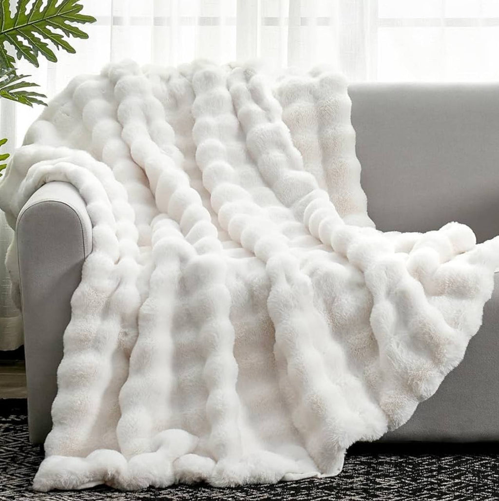 Soft Bubble Winter Throw Blanket Plain