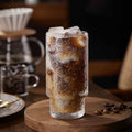 Embossed vintage Ribbed transparent Glass / iced coffe glass 6pc