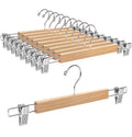 5pcs High Grade Natural Wooden Hangers Skirt Pants Hangers with Clips and 360å¡ Swivel Hook