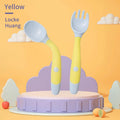 2 PCs baby bendable silicon spoon fork set