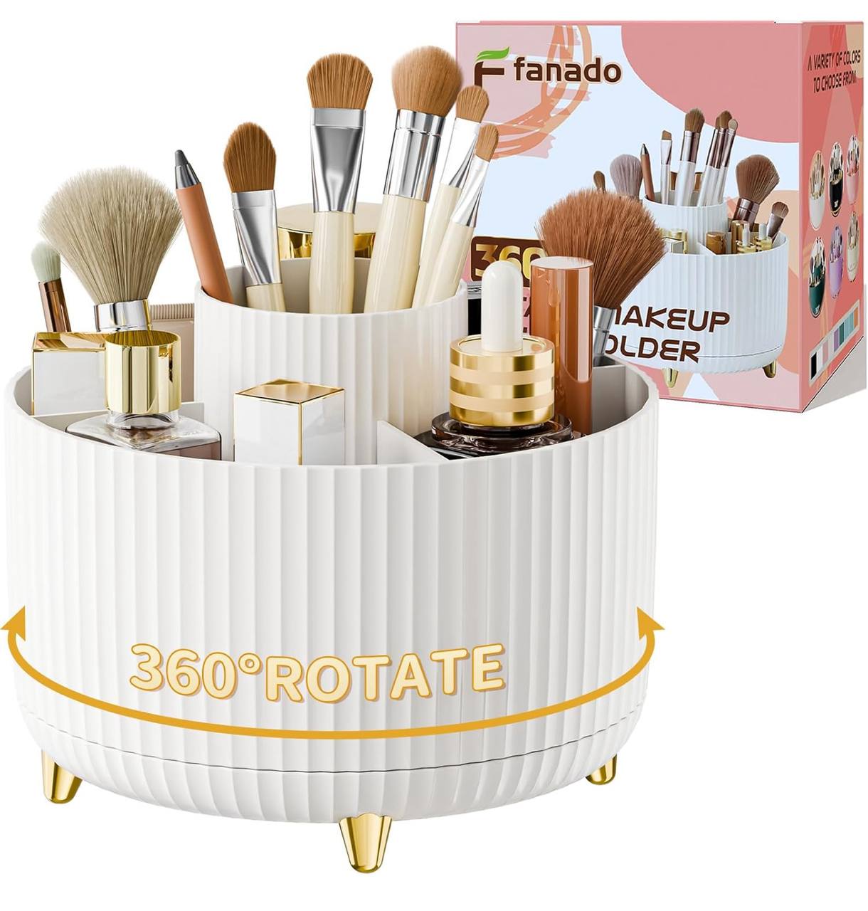 360å¡Rotating Desktop Makeup Brushes Organizer