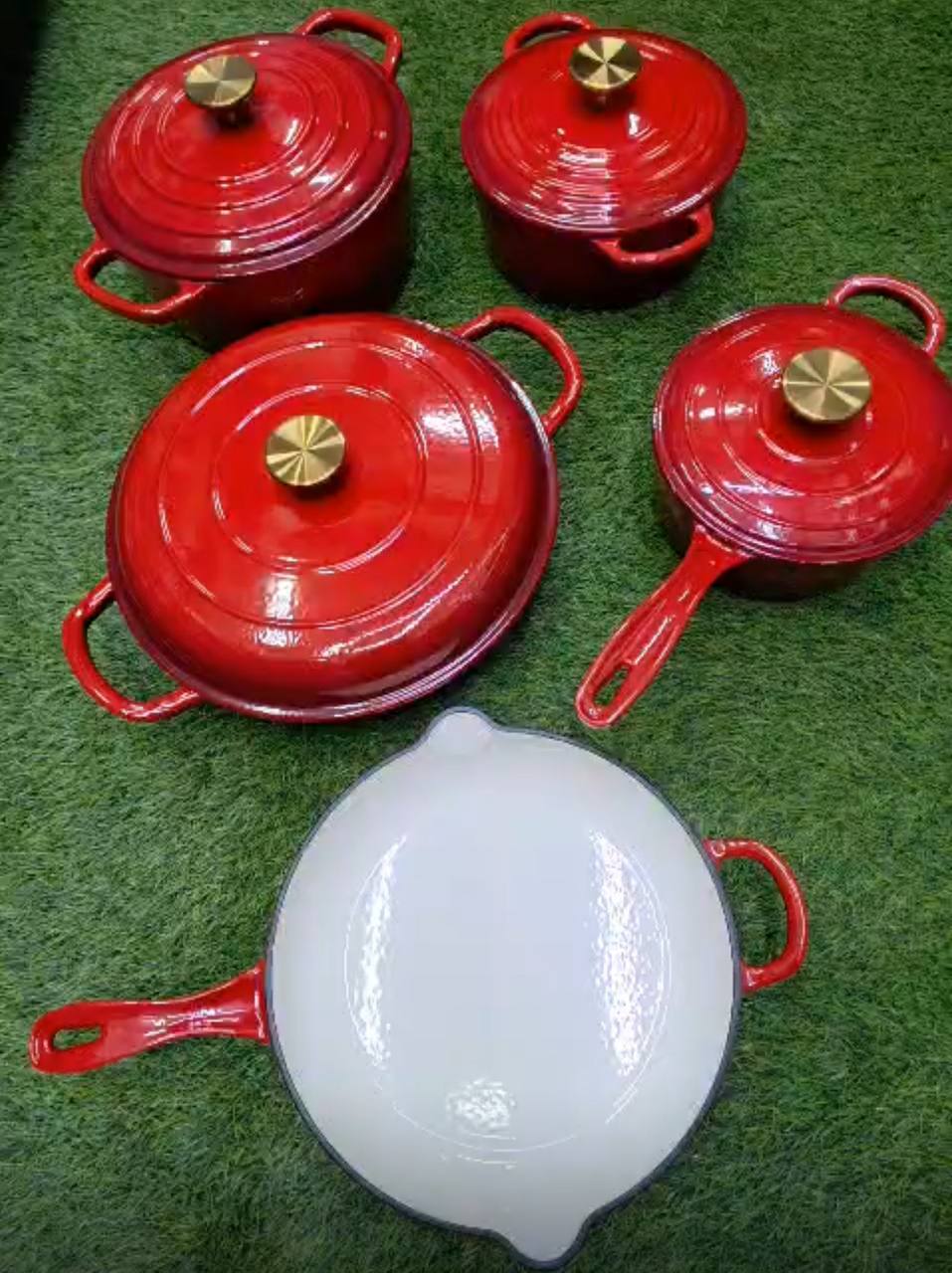 9pcs Enamel Cast iron cooking
 pots