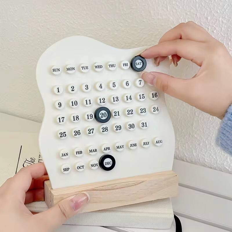 Wooden Perpetual Desktop Calendar
