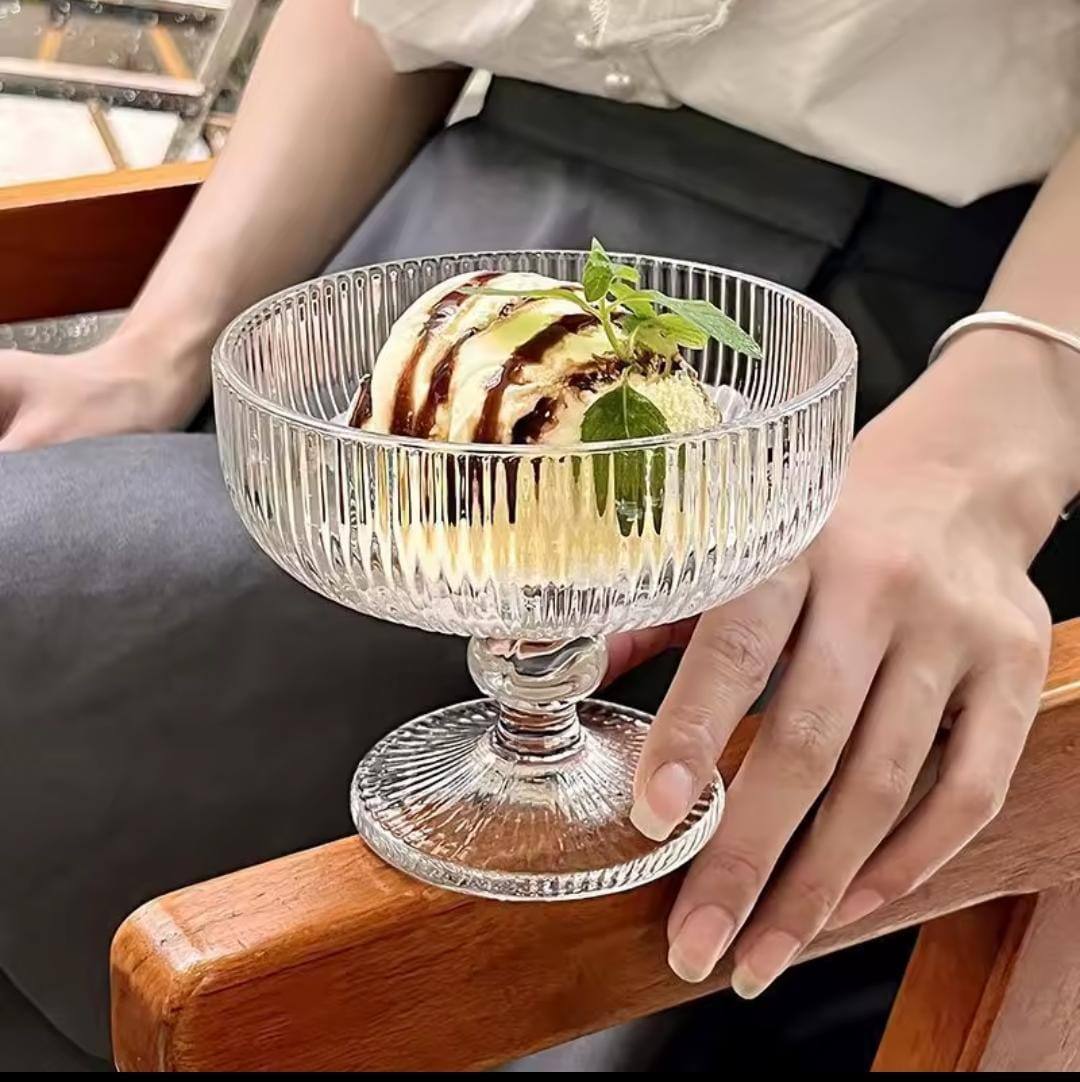 High borosilicate ribbed dessert/ice cream glasses/goblet
6pc