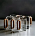 Stylish, unique Heat resistant borosilicate ribbed glass  mugs.
