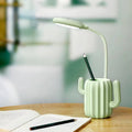 Rechargeable foldable cactus desk lamp with a pen holder