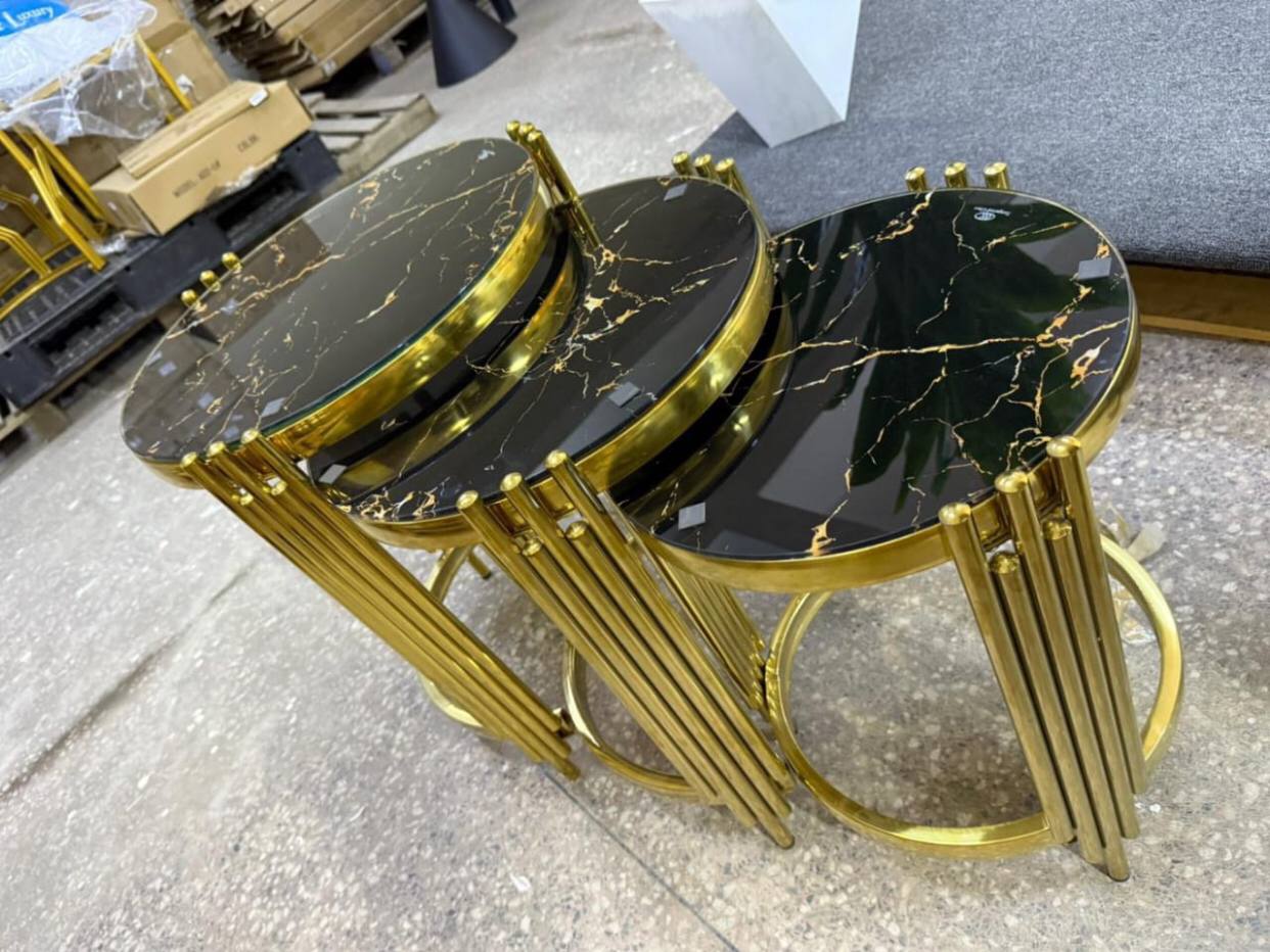 Marble top 3in 1 side stools, center tables