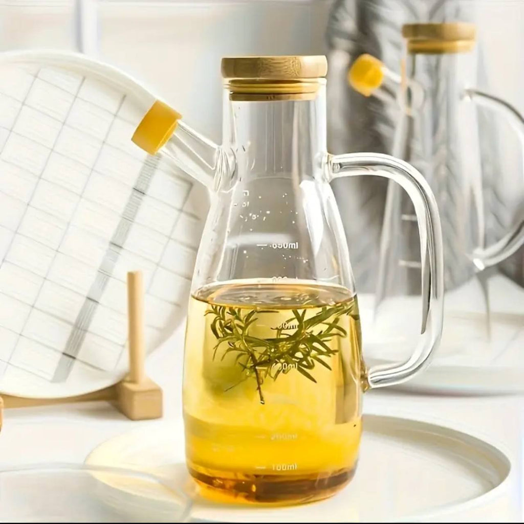 1000ml Glass Oil Bottle with Bamboo Lid