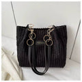 Suede detailed ladies shoulder tote bag