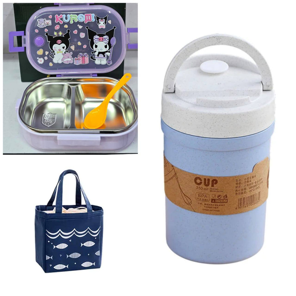 CARTOON 3 IN 1 MICROWAVEBLE LUNCH BOX COMBO SET