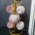 6 pcs marble pink tea cups