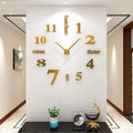 3D Large Roman Numeral Acrylic Mirror Wall Clock Sticker With Pendulum
