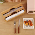 Bamboo kitchen wrap dispenser with foil && cling film cutter