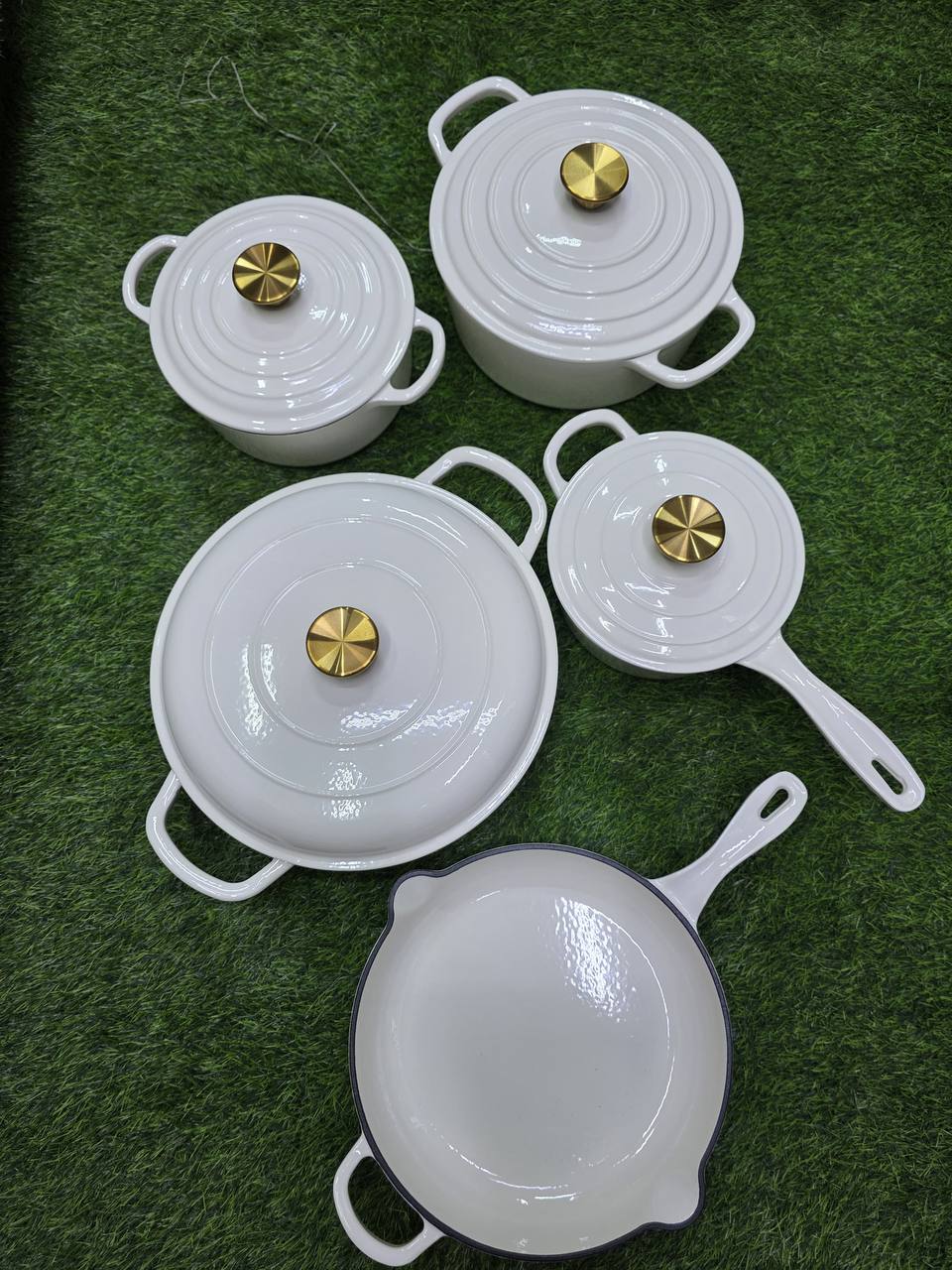 9pcs Enamel Cast iron cooking
 pots