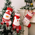 Large Santa Snowman Elk Stockings Knitted Decorations Fireplace Xmas Tree Hanging Stocking for Family New Year Party Home Decor