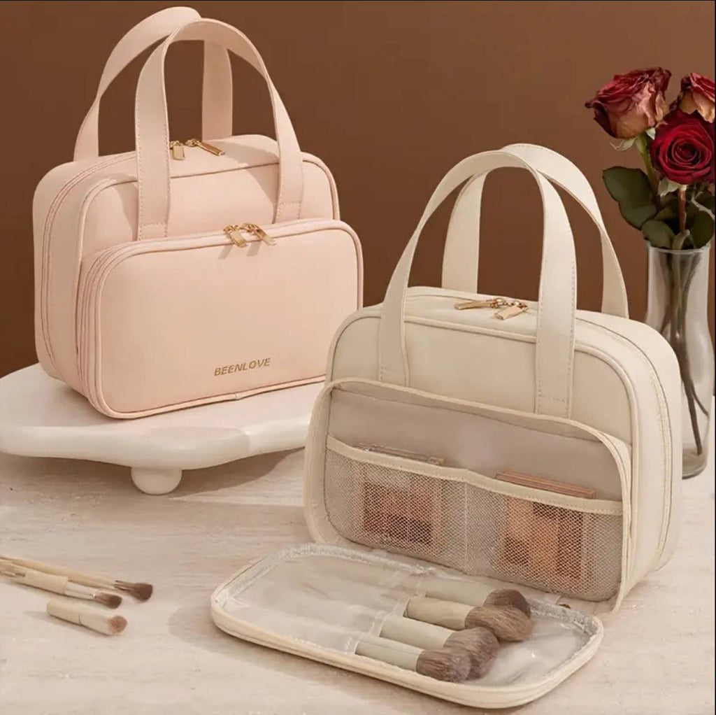 Large capacity PU cosmetics bag/ multi pocket travel / make up bag