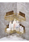 Triangular Golden metallic corner bathroom shelf