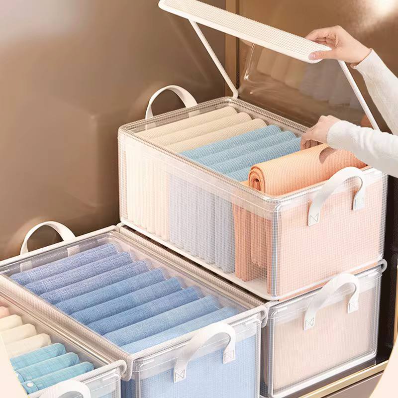 Clear Grid Steel Frame Storage Box with lid