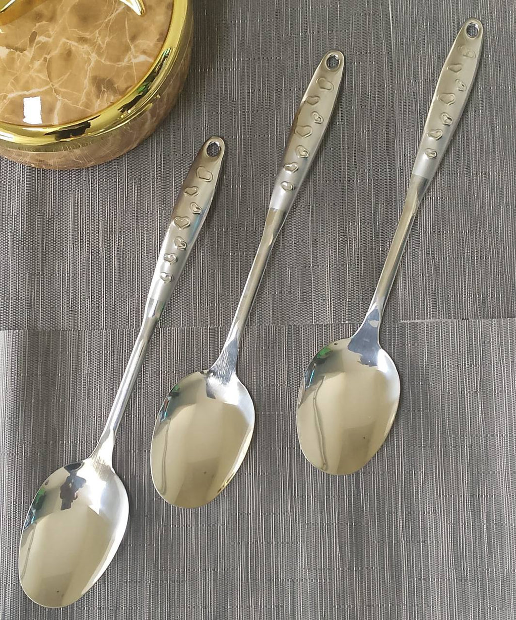 love handle Stainless steel silver serving spoon